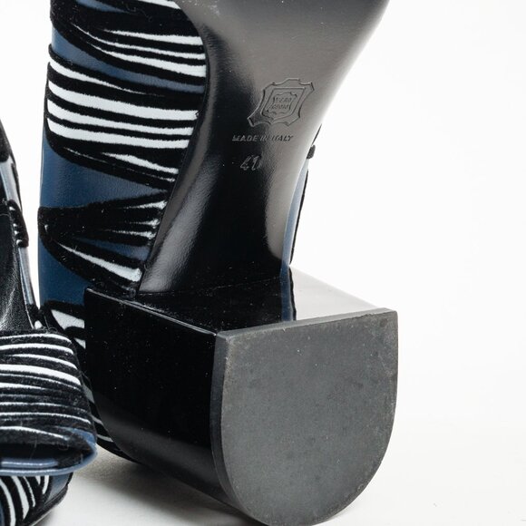 Pierre Hardy Leather Velvet Striped Heels - Picture 5 of 10